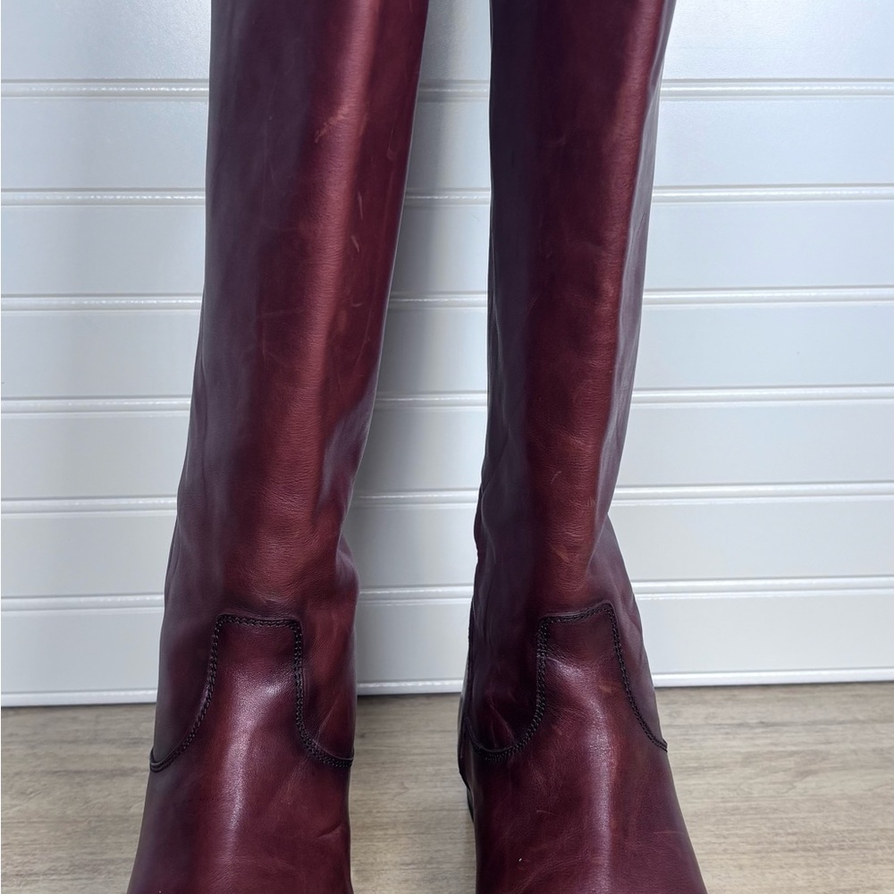 Frye Melissa Inside Zip Tall Leather Riding Boots Mahogany - Women's Size 10 EXT